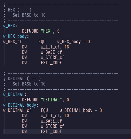 HEX and DECIMAL implementations