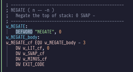 negate implementation