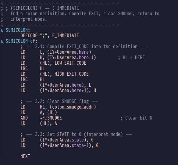 semicolon implementation