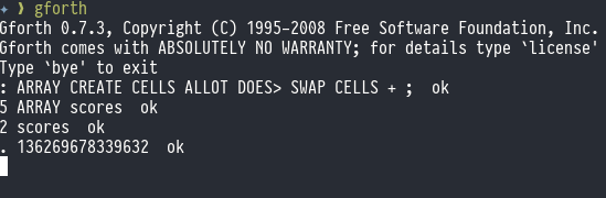 Another GForth DOES> example