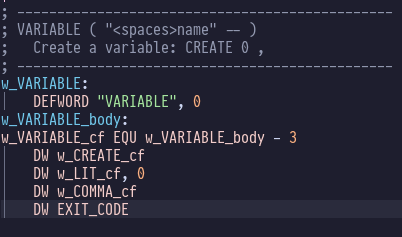 VARIABLE implementation