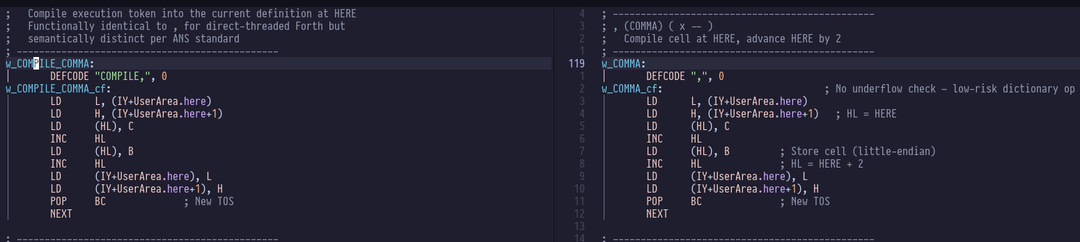 COMPILE, implemenetation