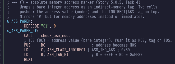 Absolute address word