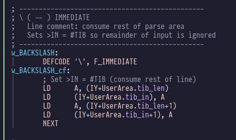 Backslash comment