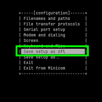 Minicom save as default