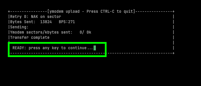 Minicom transfer finished