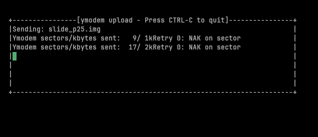 Minicom transfer start