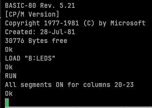 MBASIC loading LEDS.BAS